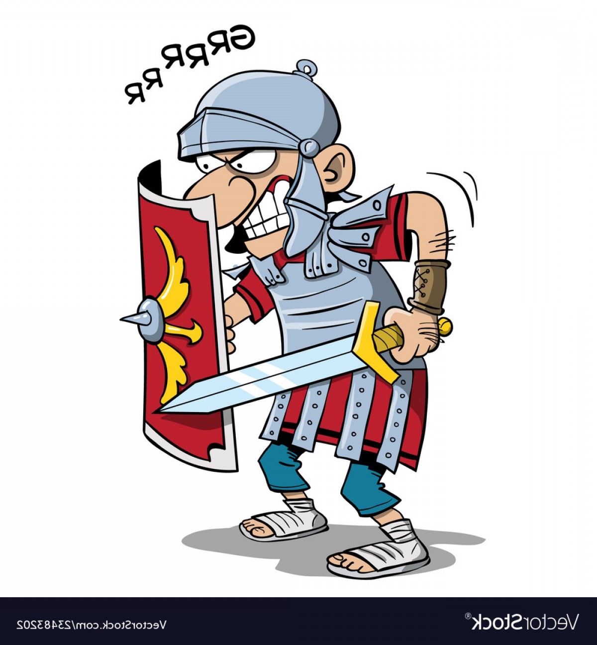 1200x1296 Roman Soldier With Sword And Shield In Attack Pose Vector