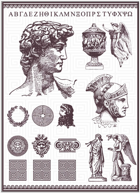 534x737 Vintage Roman Statues Design Vector Free Download