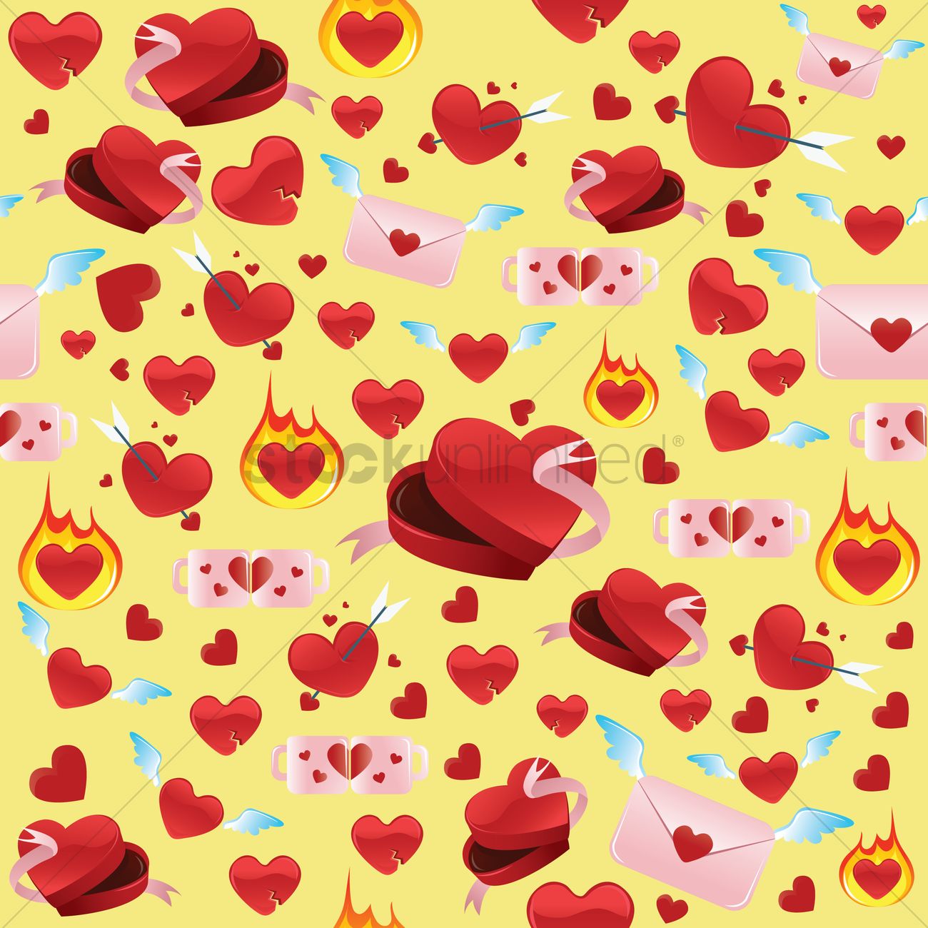 Seamless Romantic Background Vector Image 1300x1300 Seamless Romantic Background Vector Image