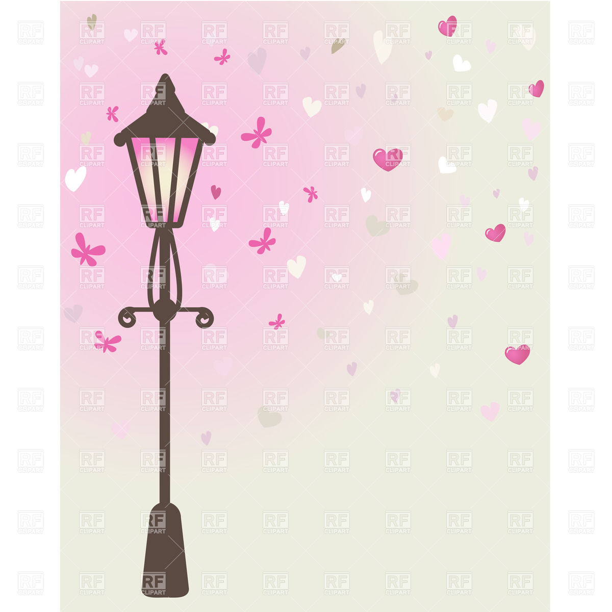 Vintage Street Lamp On Romantic Pink Background With Hearts Vector 1200x1200 Vintage Street Lamp On Romantic Pink Background With Hearts Vector