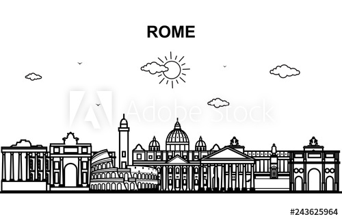 Rome City Tour Cityscape Skyline Line Outline Illustration 500x320 Rome City Tour Cityscape Skyline Line Outline Illustration