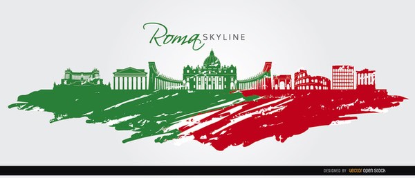Rome Skyline Painted Flag Background Free Vector 600x258 Rome Skyline Painted Flag Background Free Vector