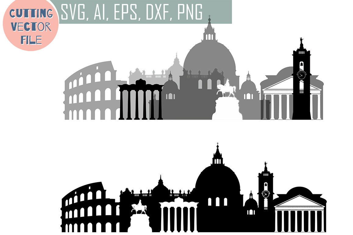Rome Skyline Vector, Italy Png, Dwg, Cdr 1158x772 Rome Skyline Vector, Italy Png, Dwg, Cdr