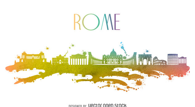 Rome Watercolor Skyline Free Vector Download Cannypic 632x347 Rome Watercolor Skyline Free Vector Download Cannypic