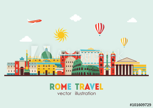 Rome Skyline Vector Illustration 500x354 Rome Skyline Vector Illustration