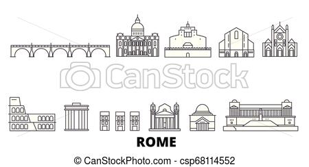 450x244 Italy, Rome Line Travel Skyline Set Italy, Rome Outline City