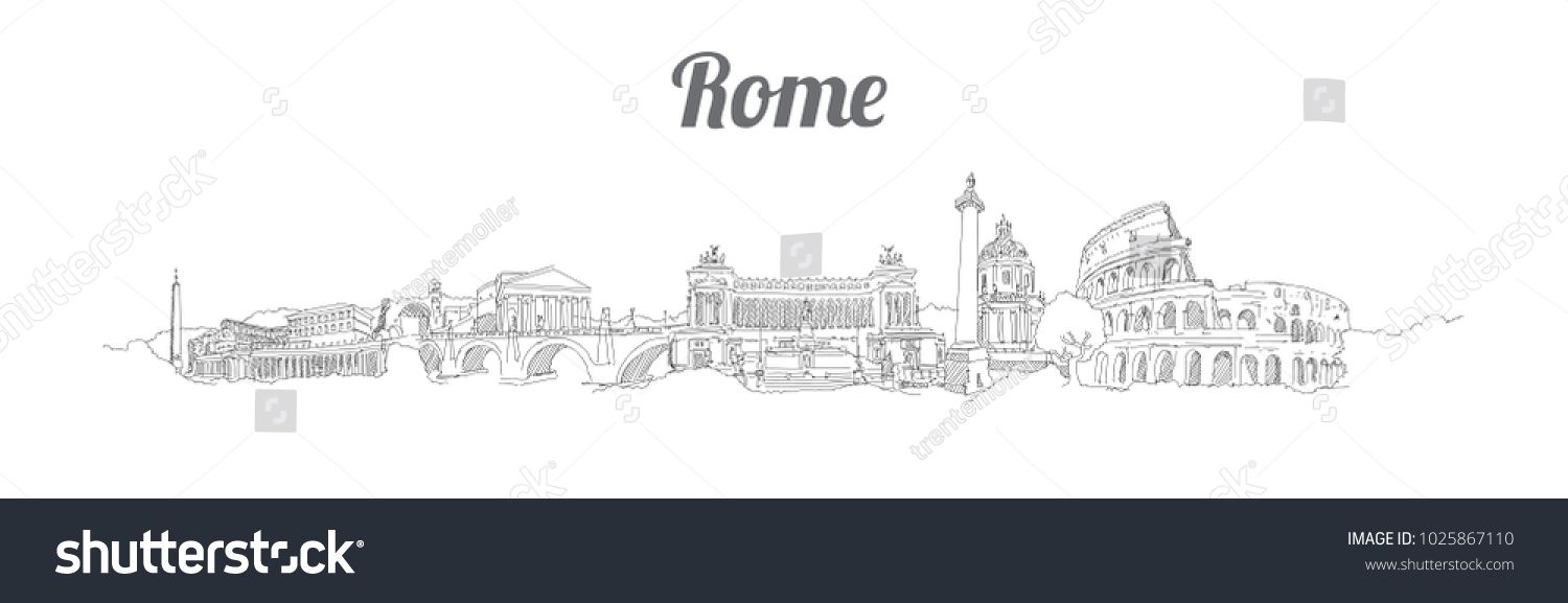 Rome City Panoramic Vector Hand Drawing Artworkpanoramic City Rome 1500x577 Rome City Panoramic Vector Hand Drawing Artworkpanoramic City Rome