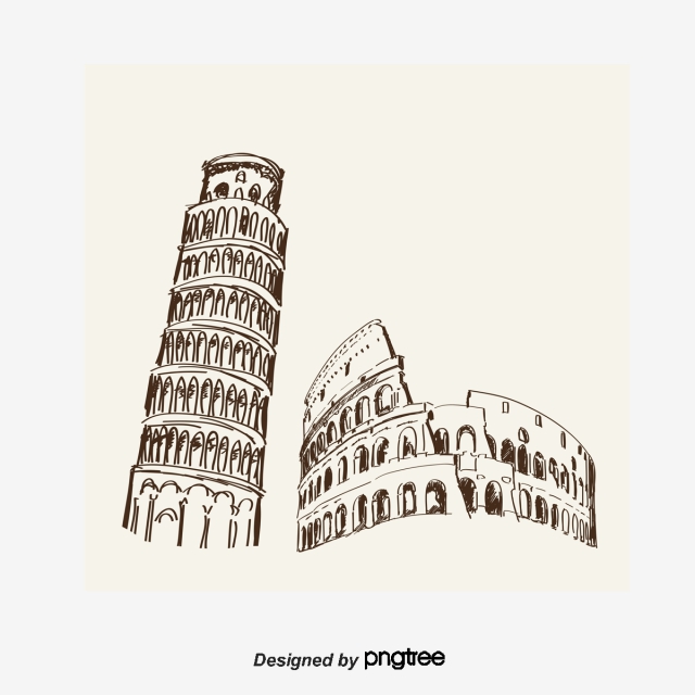 Vector Leaning Tower Of Pisa And The Colosseum In Rome, Roman 640x640 Vector Leaning Tower Of Pisa And The Colosseum In Rome, Roman