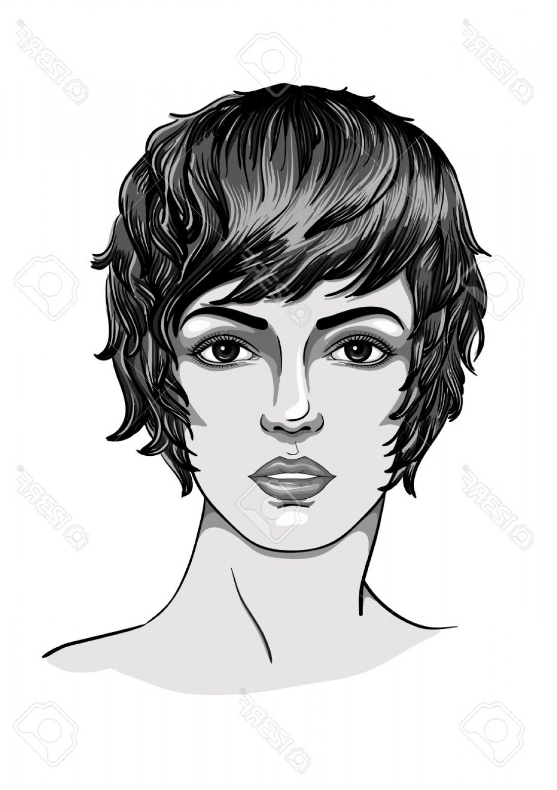 Short Hair Women Vector Catchsplace 1101x1560 Short Hair Women Vector Catchsplace