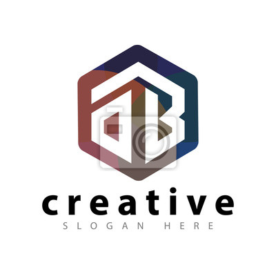 400x400 Ob Initial Letter Hexagonal Logo Vector Posters For The Wall