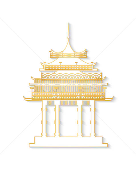 477x600 Japan Gateway With Decorated Golden Roof Vector Vector