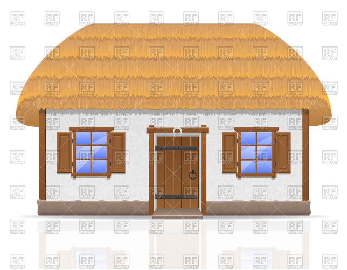 1200x933 Ancient Farmhouse With A Thatched Roof Vector Image
