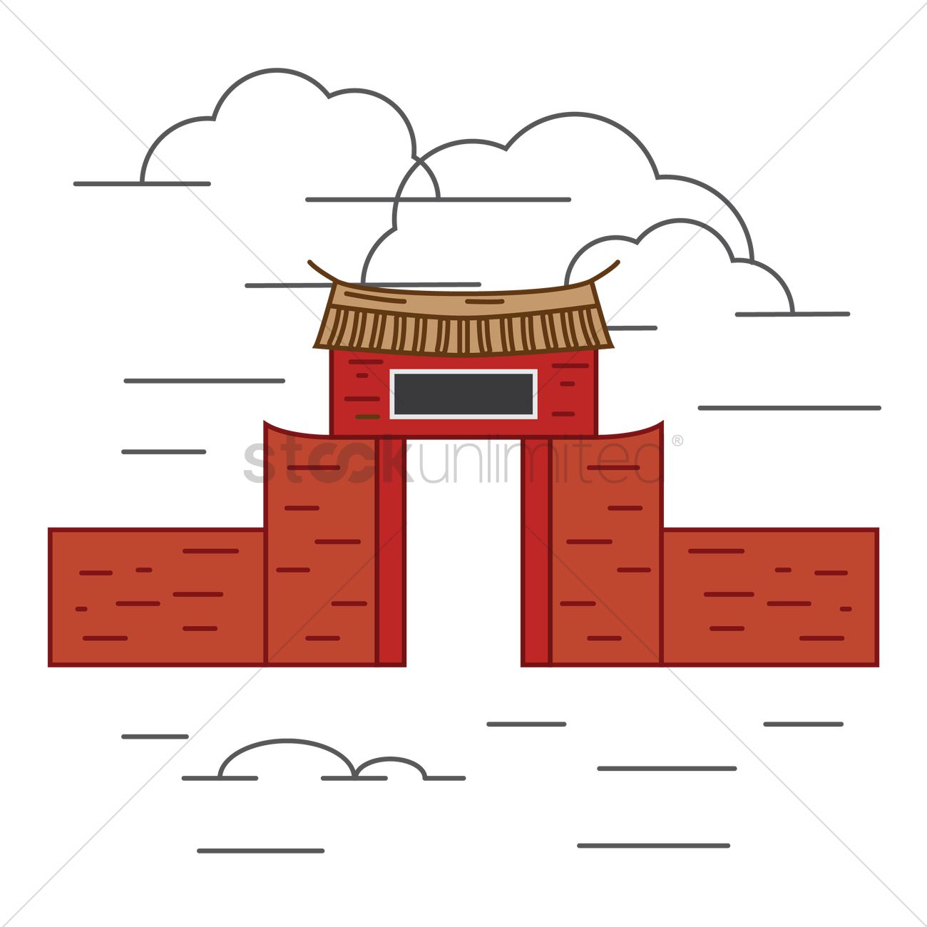 1300x1300 Taiwanese Gate With Roof Vector Image