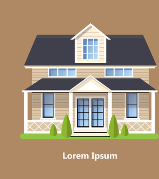 326x368 Flat Roof House Free Vector Download