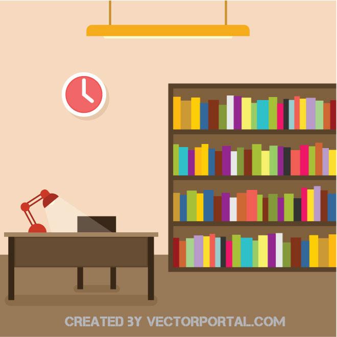 660x660 Library Room Vector Image