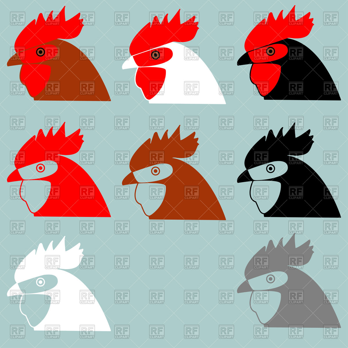 1200x1200 Rooster Head Icon Set Vector Image Of Plants And Animals