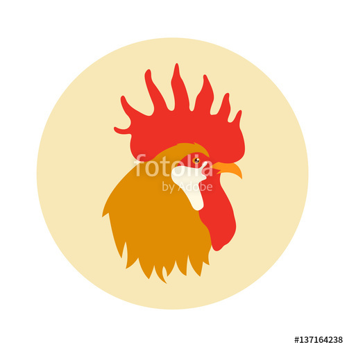 500x500 Rooster Head Vector Illustration Style Flat Stock Image