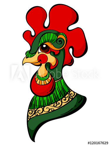 375x500 Hand Drawn Beautiful Profile Portrait Of A Rooster Head Vector