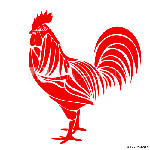 499x500 Red Rooster Vector Illustration For Card, Emblem And Logo Design