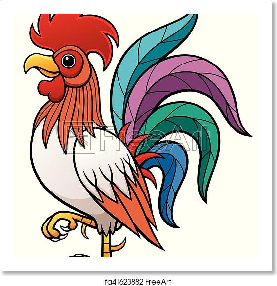 561x581 Free Art Print Of Rooster Vector Illustration Of Cartoon Rooster