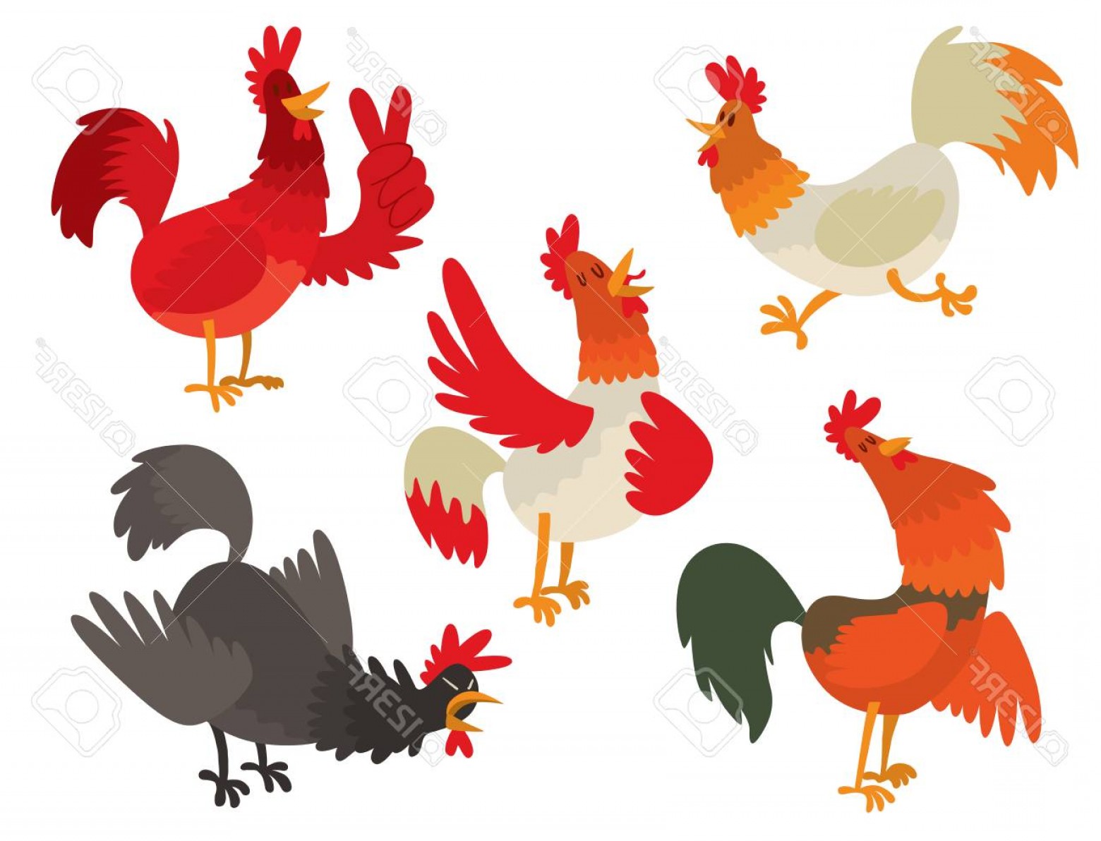 1560x1192 Photostock Vector Cute Cartoon Rooster Vector Illustration Chicken