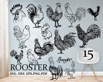 340x270 Rooster Vector Art Etsy
