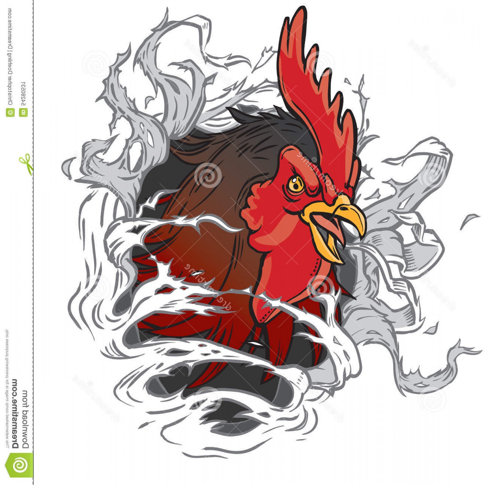 1568x1560 Stock Illustration Realistic Rooster Mascot Ripping Out Background
