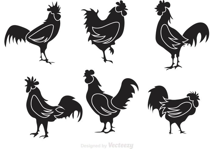 700x490 Black Rooster Silhouette Vectors