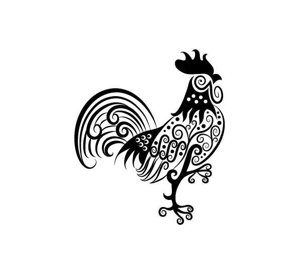 595x544 Hand Drawn Rooster Decoration Pattern Vector Free Download
