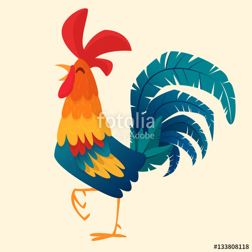 500x500 Cartoon Rooster Vector Isolated Stock Image And Royalty Free