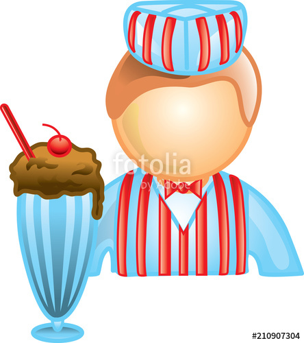 444x500 Illustration Of A Soda Jerk Icon With A Rootbeer Float This Icon