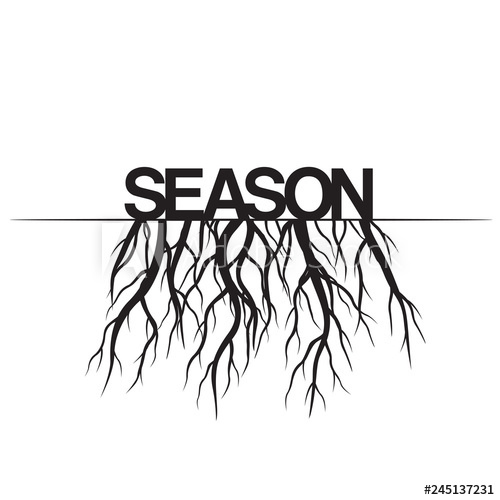 500x500 Season, Tree With And Roots Vector Illustration