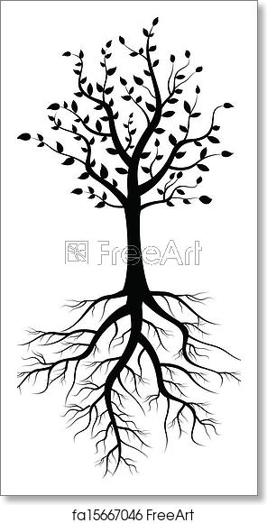 296x580 Free Art Print Of Tree Silhouette With Roots Vector Illustration