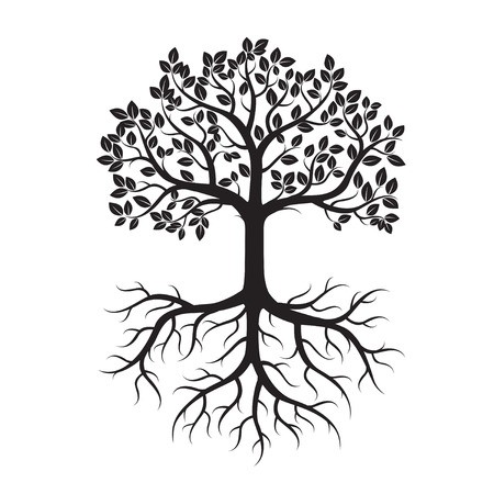 450x450 Black Tree And Roots Vector Illustration Royalty Free Vector