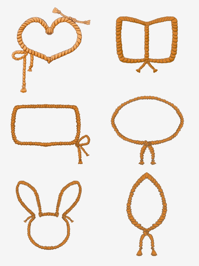 640x855 Realistic Hemp Rope Decorative Border Vector Material Download