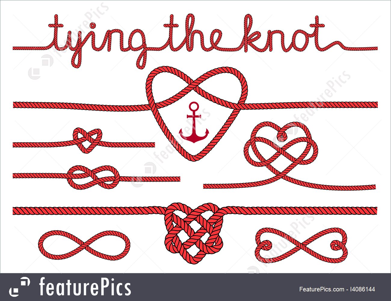 Rope Hearts And Knots, Vector Set Stock Illustration 1300x1001 Rope Hearts And Knots, Vector Set Stock Illustration