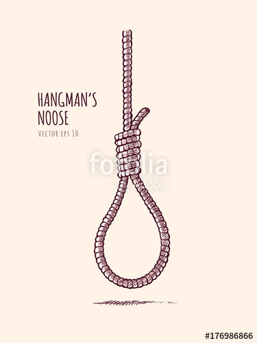 Hangman's Noose Rope Knot Vector Illustration In Vintage Sketch 375x500 Hangman's Noose Rope Knot Vector Illustration In Vintage Sketch