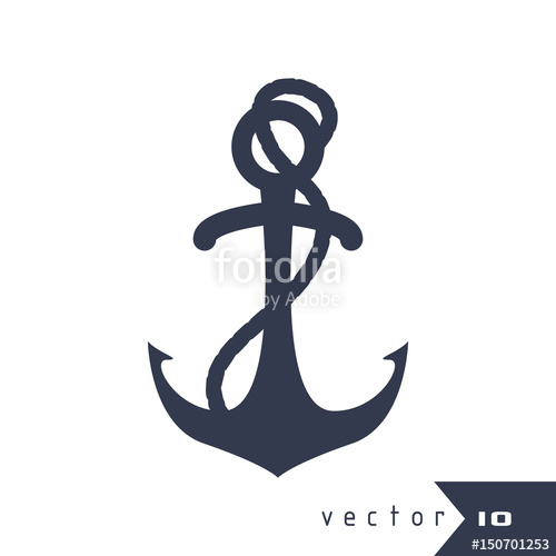 500x500 Anchor Silhouette With Rope Anchor Logo Vector Illustration Stock