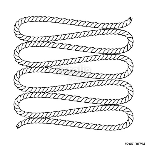 500x500 Black And White Tangled Twine Rope, Vector Illustration Stock