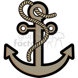 300x300 Anchor With Rope Vector Illustration Clipart Royalty Free Gif
