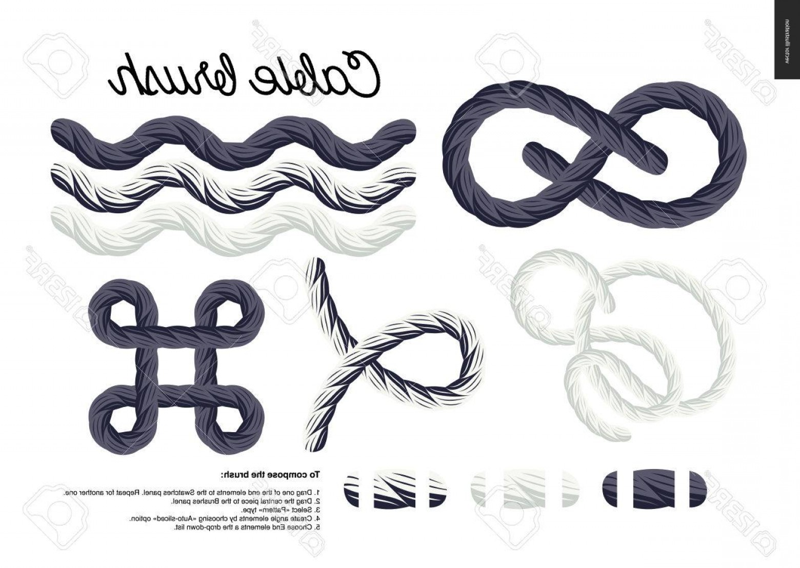 1560x1108 Photostock Vector Cable Brush Rope Element Vector Brush With End