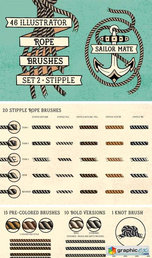 500x849 Sailor Mate's Rope Brushes Ii Free Download Vector Stock Image