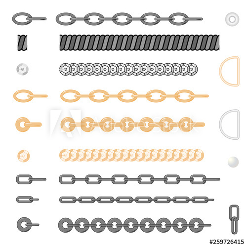 500x500 Set Of Golden And Silver Chains Vector Fittings, Sequins, Fringe