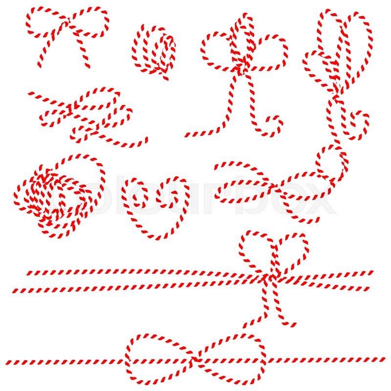 800x800 Twine Rope Bows And Gift Ties Red And Stock Vector Colourbox
