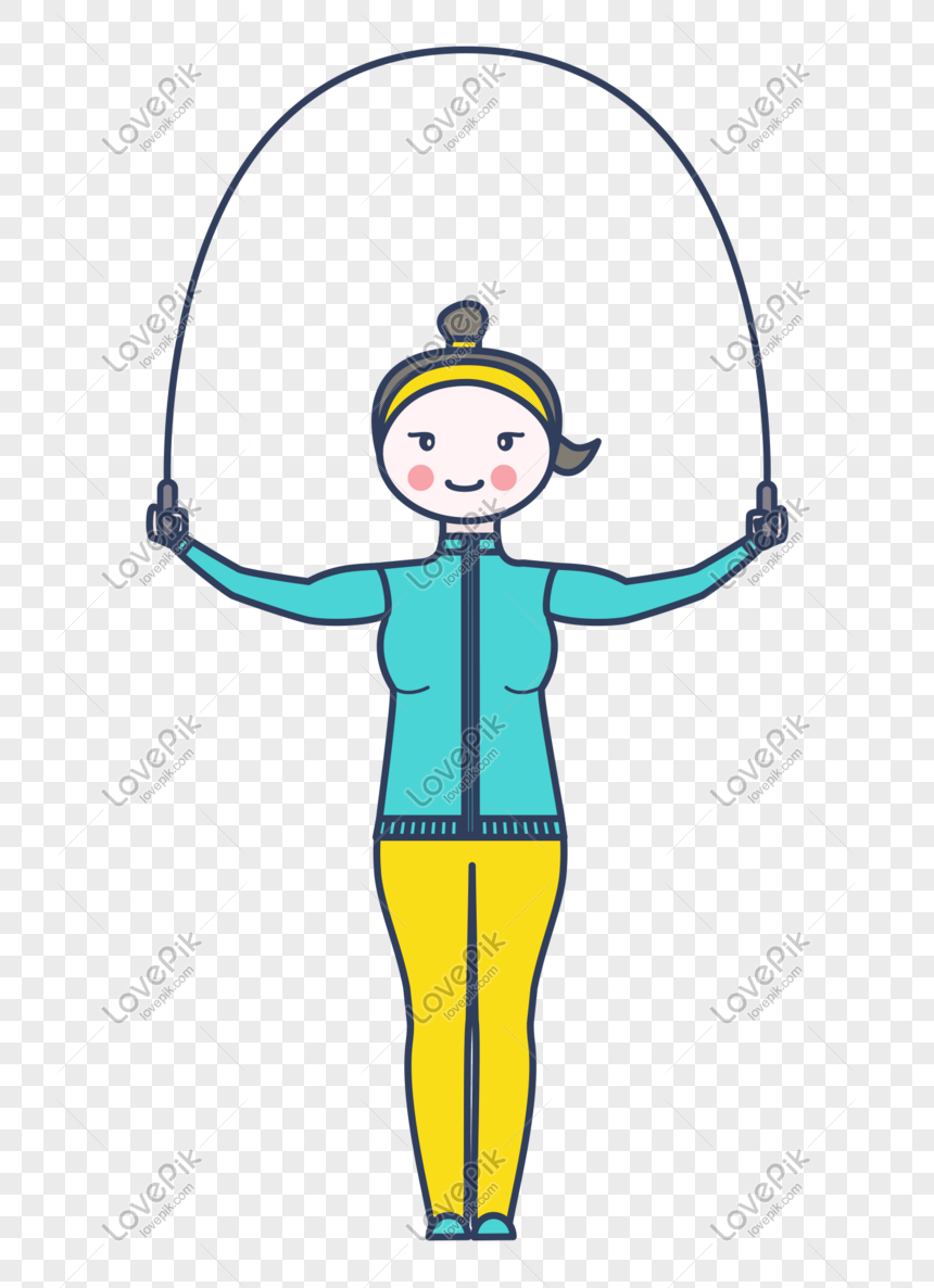 860x1186 Flat Cartoon Girl Jumping Rope Vector Png Image Picture Free