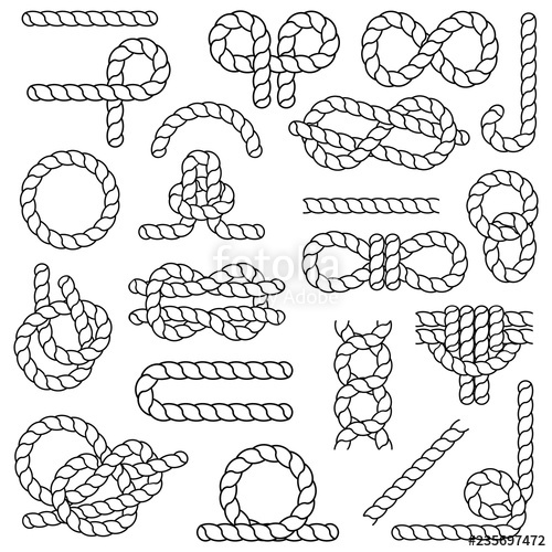 500x500 Nautical Rope Vector Set Decorativ Elements Stock Image