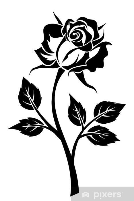 Vinilo Pixerstick Negro Silueta De La Rosa Con Tallo 467x700 Vinilo Pixerstick Negro Silueta De La Rosa Con Tallo