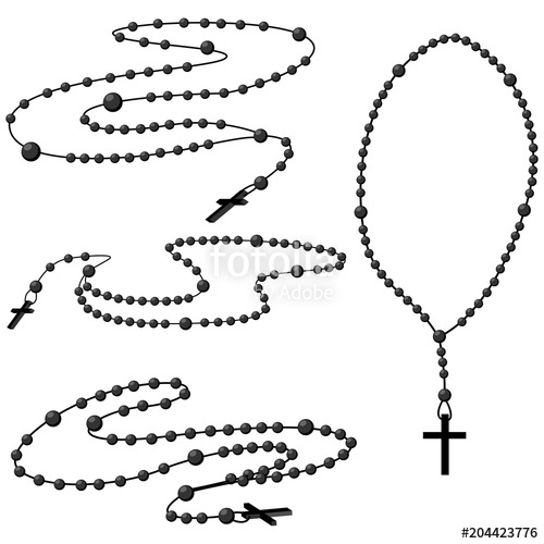 500x500 Holy Rosary Beads Vector Set Prayer Catholic Chaplet With A Cross