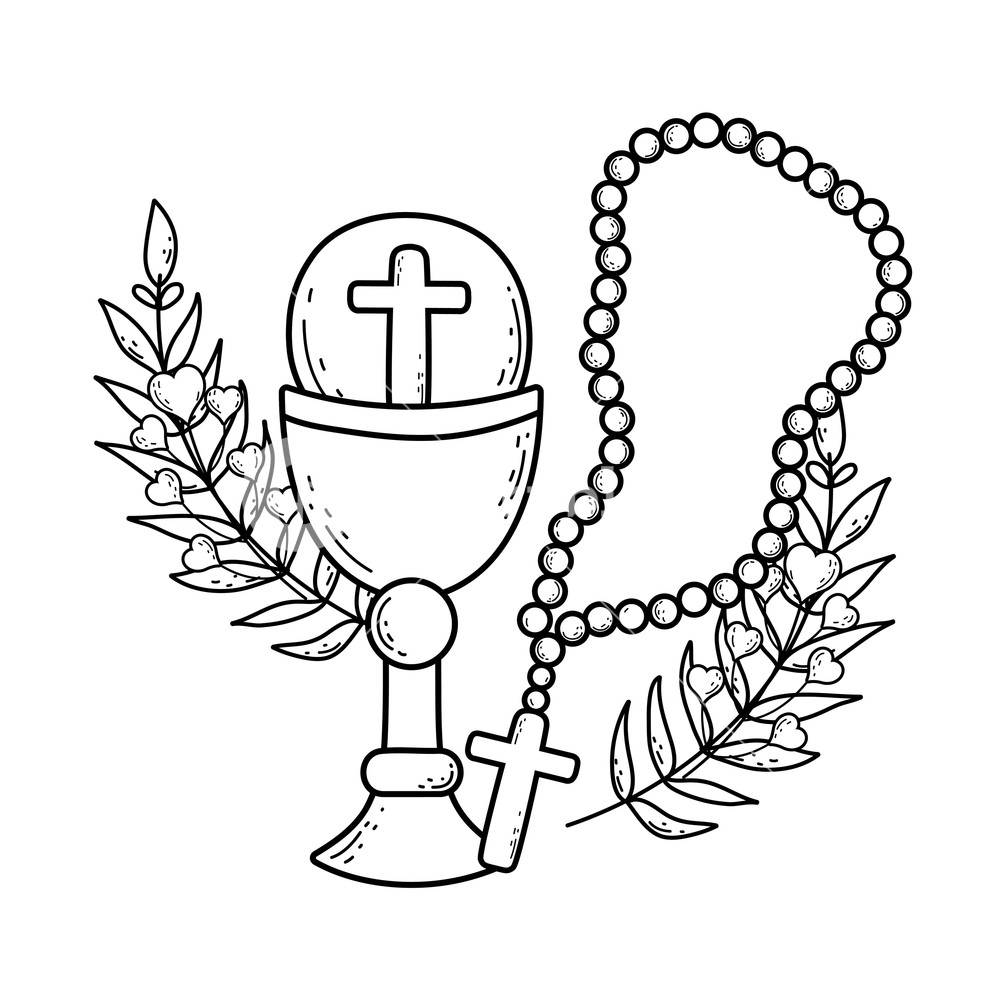1000x1000 Sacred Chalice With Rosary Vector Illustration Design Royalty Free