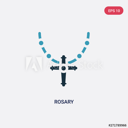 500x500 Two Color Rosary Vector Icon From Religion Concept Isolated Blue